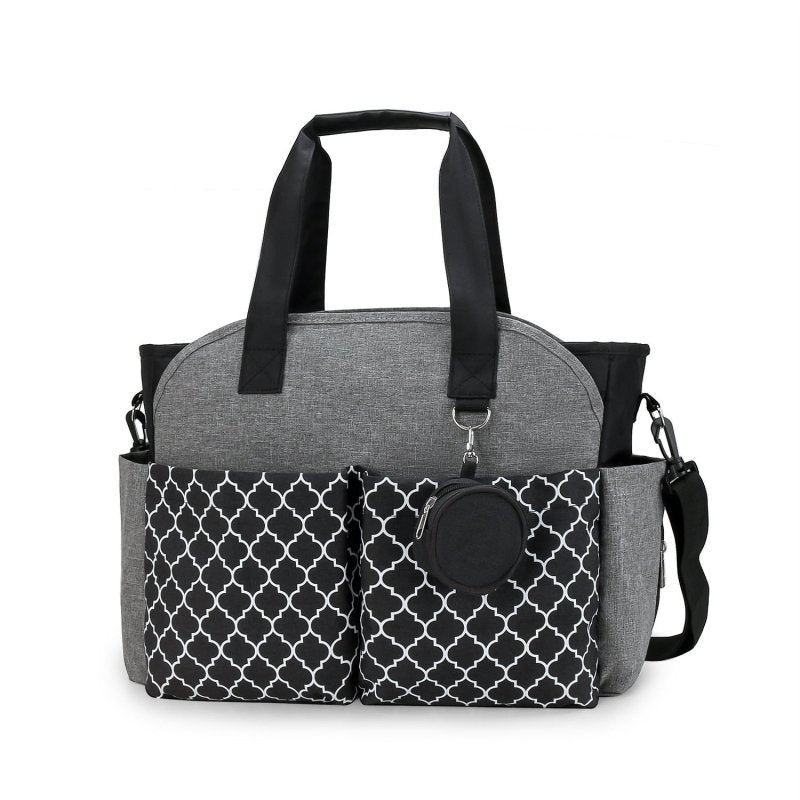Outdoor Simplicity Printed Portable Single-shoulder Mommy Bag $75.97 Dana Fashion Color: Black And Gray Women's Bags Product information: Size: Large Color: black, gray, black, gray, khaki, pink, black gray, dark blue yellow, purple, beige, brown, dark bl