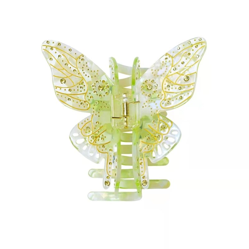 Oversized Light Luxury Glass Butterfly Hair Claw Headdress $33.10 Dana Fashion Color: Crystal Pink Women's Accessories Product information: Treatment Process: Diamond Color: Jelly Green, jelly yellow, Crystal Pink Applicable people: women Style: Women's M