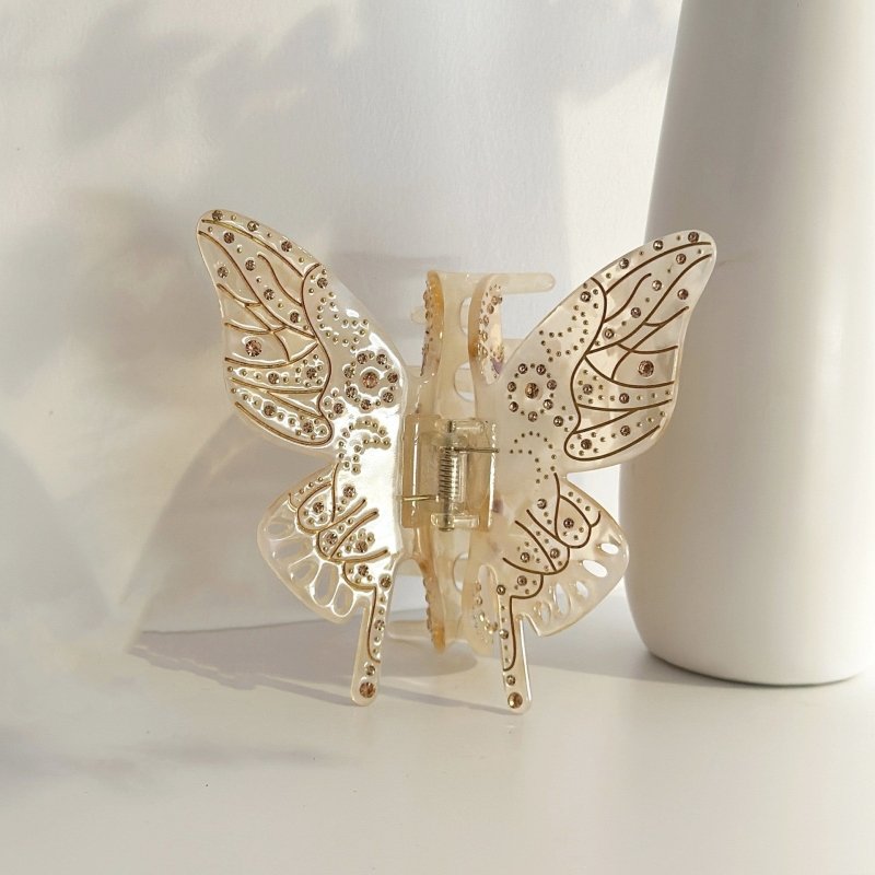 Oversized Light Luxury Glass Butterfly Hair Claw Headdress $33.10 Dana Fashion Color: Crystal Pink Women's Accessories Product information: Treatment Process: Diamond Color: Jelly Green, jelly yellow, Crystal Pink Applicable people: women Style: Women's M