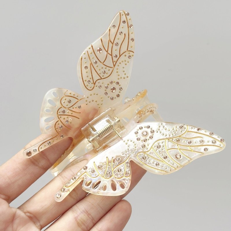 Oversized Light Luxury Glass Butterfly Hair Claw Headdress $33.10 Dana Fashion Color: Jelly Yellow Women's Accessories Product information: Treatment Process: Diamond Color: Jelly Green, jelly yellow, Crystal Pink Applicable people: women Style: Women's M