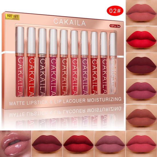 Pack Of 10 Matte Nonstick Cup Waterproof Lip Gloss $36.76 Dana Fashion style: 2 Style makeup Selling point: Color and texture: It can fully meet the needs of all women. Saturated hue, smooth texture, easy to apply. Use aspects: Easy to use, suitable for e