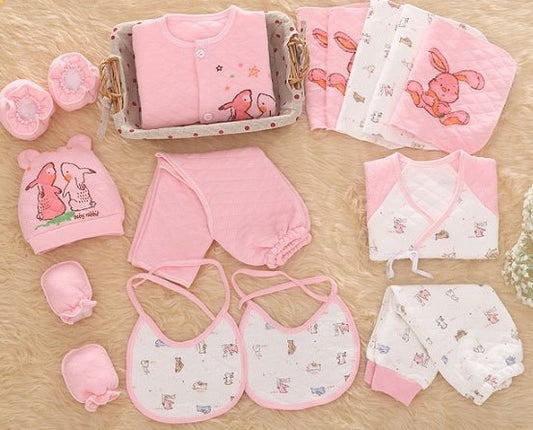 Padded baby clothes $52.66 Dana Fashion Color: Pink Baby Clothing Main fabric composition: Cotton Number of sets: Multi-piece set Color: Thickened Radish Rabbit A Pink Suitable for height: newborn