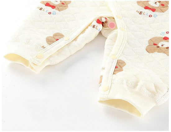 Padded Long Sleeve Baby Onesie $19.69 Dana Fashion style: Baby jumpsuits Size: 52CM Baby Clothing Product information: Thickness: Thickening Main fabric component: cotton Main fabric content: 100 (%) Hooded or not: No hooded Size Information: Size: Newbor