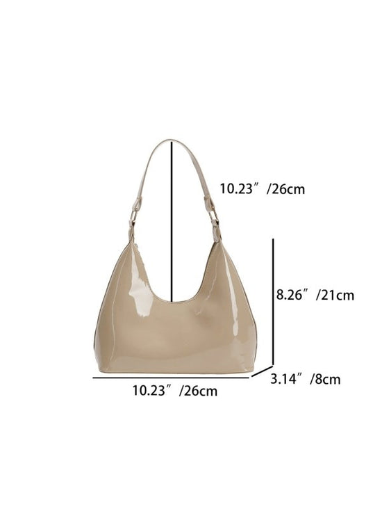 Patent Leather Glossy Women's Shoulder Bag Fashion All-match Handbag $23.05 Dana Fashion Color: Khaki Women's Bags Product information: Lining texture: PU Applicable scenario: Daily configuration Color: black, khaki, brown, red Outer bag type: Three-dimen