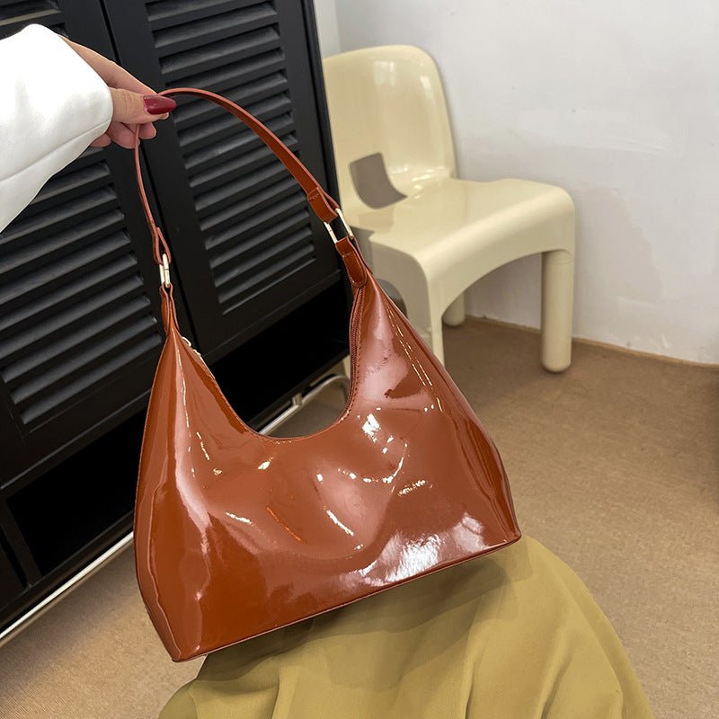 Patent Leather Glossy Women's Shoulder Bag Fashion All-match Handbag $23.05 Dana Fashion Color: Black Women's Bags Product information: Lining texture: PU Applicable scenario: Daily configuration Color: black, khaki, brown, red Outer bag type: Three-dimen