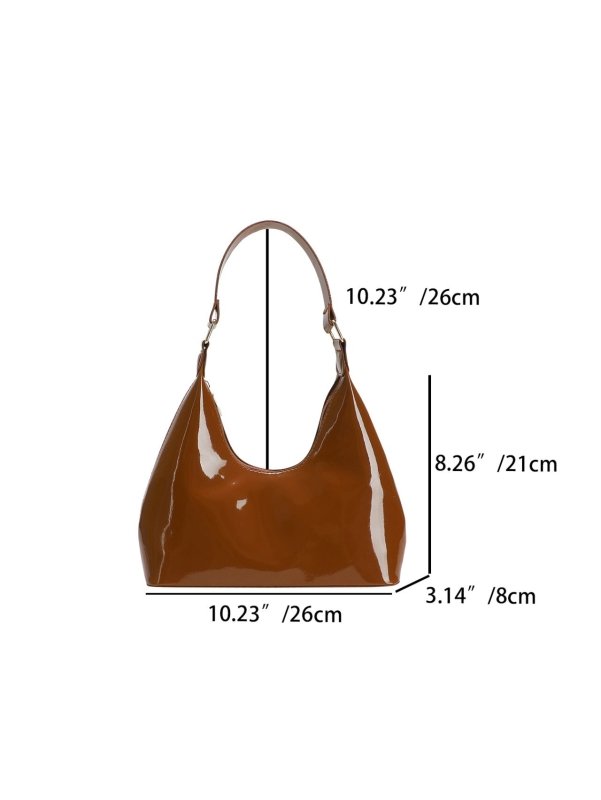 Patent Leather Glossy Women's Shoulder Bag Fashion All-match Handbag $23.05 Dana Fashion Color: Brown Women's Bags Product information: Lining texture: PU Applicable scenario: Daily configuration Color: black, khaki, brown, red Outer bag type: Three-dimen