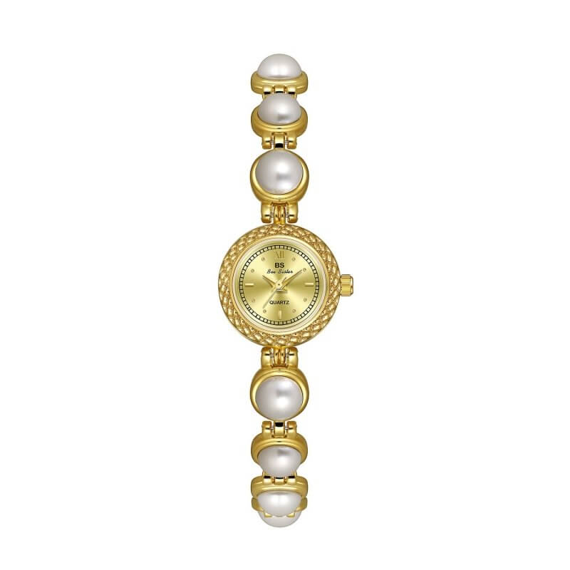 Pearl Bracelet Watch Temperament Women's Watch $35.50 Dana Fashion Color: Champagne Gold Surface Women's Accessories Product information: Material: electroplated alloy Surface: Sun pattern metal surface Watch cover: mineral reinforced glass Movement: quar