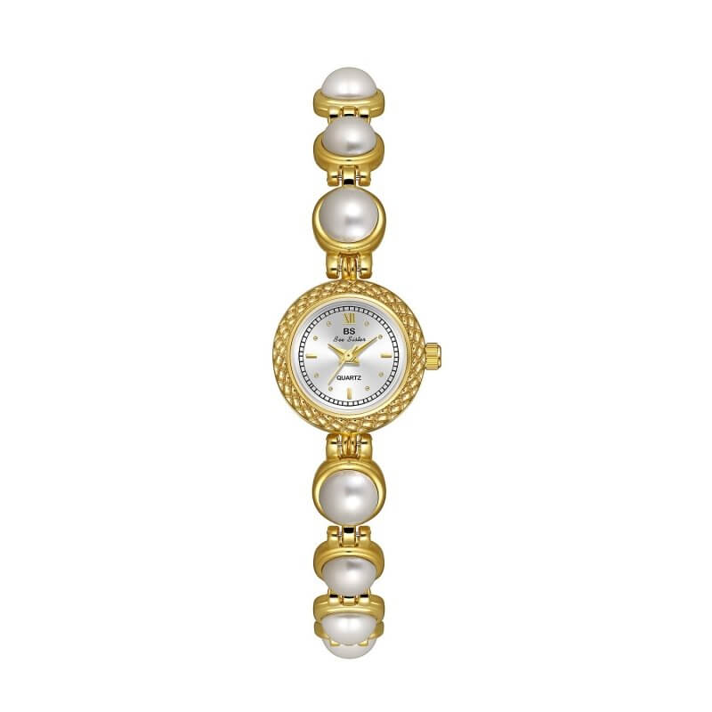 Pearl Bracelet Watch Temperament Women's Watch $35.50 Dana Fashion Color: Champagne Gold Surface Women's Accessories Product information: Material: electroplated alloy Surface: Sun pattern metal surface Watch cover: mineral reinforced glass Movement: quar