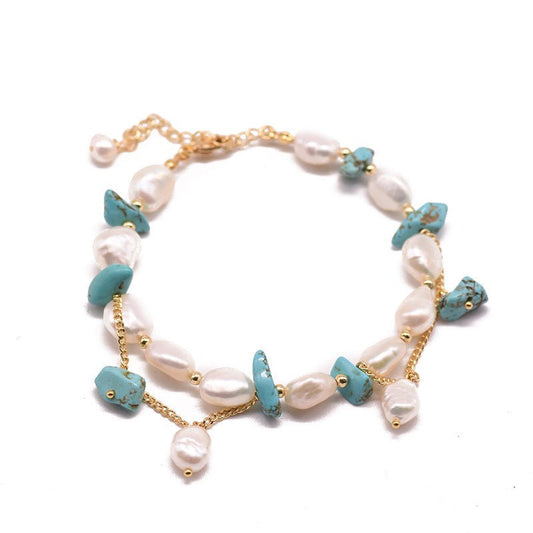 Pearl Bracelet Women's Design Sense Niche Turquoise $39.50 Dana Fashion Color: Adjustable Pearl Bracelet Women's Accessories Product information: Treatment Process: Electroplating Color: Turquoise Pearl bracelet, lapis lazuli pendant Clover pearl bracelet