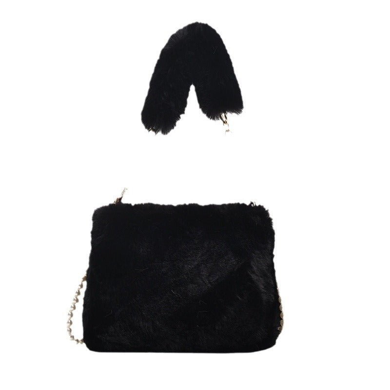 Pearl Chain Plush Bag Female Ins Korean Style $19.50 Dana Fashion Color: Beige Style: Ordinary Chain Strap Women's Bags Product information: Color: Milky White, khaki, pink, medium gray, light gray, black, cameo brown, gray and red Material: Plush Suitcas