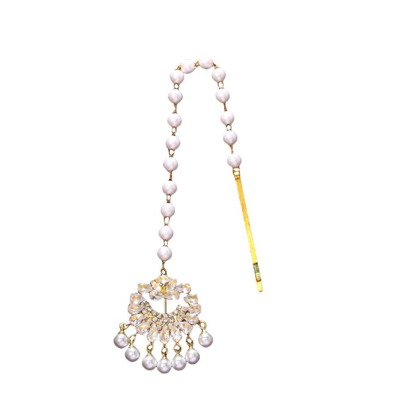 Pearl Forehead Diamond Headdress Ethnic Exotic Style Rhinestone Hair Chain $27.11 Dana Fashion Color: Gold Women's Accessories Product information: Color: gold, silver Material: Rhinestone Popular elements: Tassel Style: European and American Style: weddi