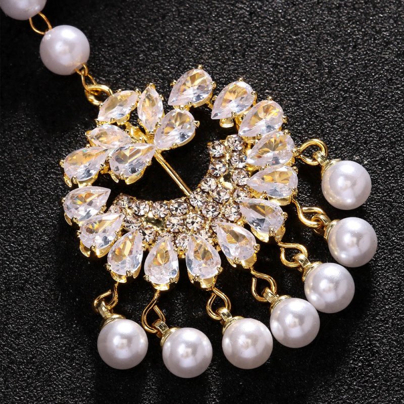 Pearl Forehead Diamond Headdress Ethnic Exotic Style Rhinestone Hair Chain $27.11 Dana Fashion Color: Gold Women's Accessories Product information: Color: gold, silver Material: Rhinestone Popular elements: Tassel Style: European and American Style: weddi