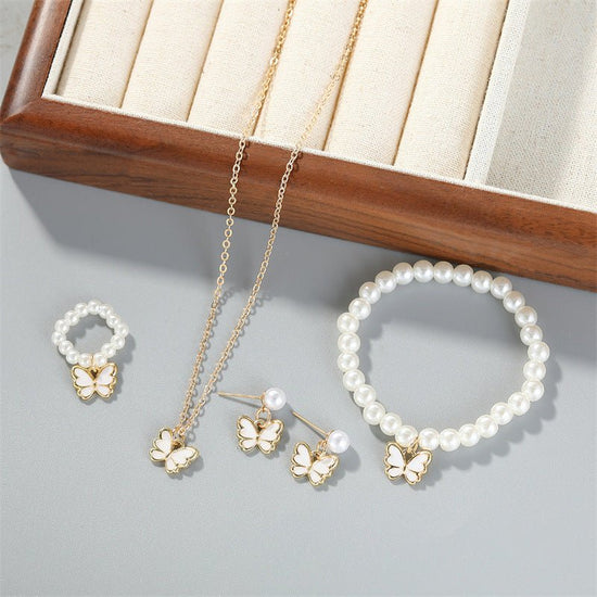 Pearl Ornament Butterfly Necklace For Women Bracelet Ring Earrings Suit $19.90 Dana Fashion Color: Black Women's Accessories Product information: Treatment Process: Electroplating Color: white, black, pink Pendant material: Alloy Chain style: Pearl Chain