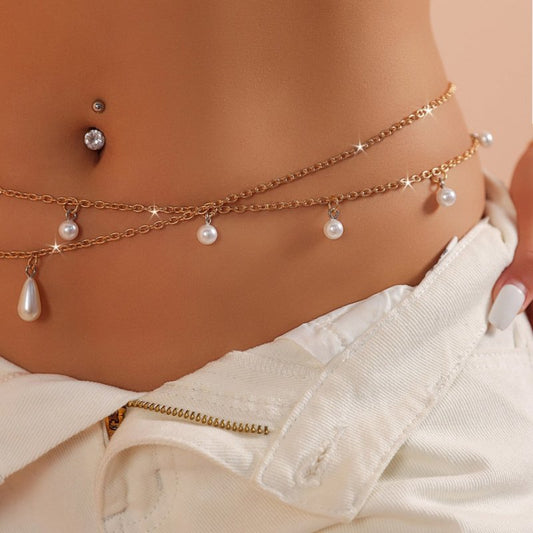 Pearl Ornament Simple Body Waist Chain $18.85 Dana Fashion Color: White Gold Women's Accessories Product information: Color: white & gold Applicable Gender: Female Applicable age: Adult Material: Pearl Style: Simple Number of turns: Double Circle Size: Pa