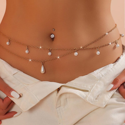 Pearl Ornament Simple Body Waist Chain $18.85 Dana Fashion Color: White Gold Women's Accessories Product information: Color: white & gold Applicable Gender: Female Applicable age: Adult Material: Pearl Style: Simple Number of turns: Double Circle Size: Pa