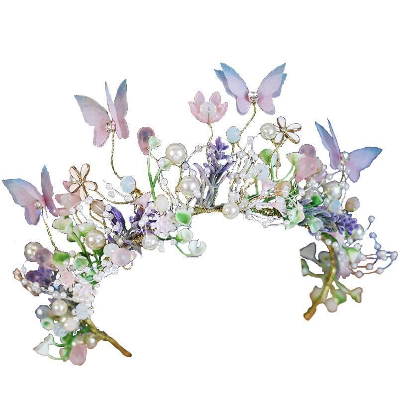 Performance Butterfly Garland Headdress Super Fairy MSN Series Children's Garland $59.00 Dana Fashion Color: Blue And White Women's Accessories Product information: Color: blue and white crown Applicable people: children Style: Children Material: Metal Po