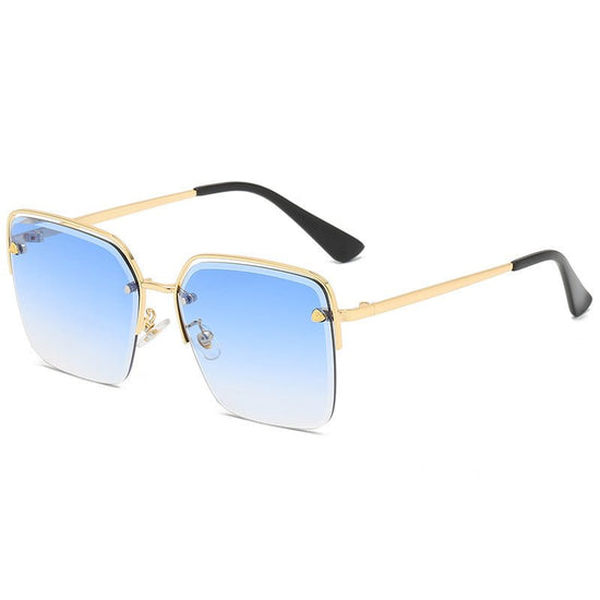 Personality Trend Sunglasses Summer Half Metal Frame Two-color Gradient PC Lens Fashion Glasses $26.00 Dana Fashion Color: Blue Women's Accessories Specifications: Conventional Glasses structure: frame Lens material: AC Style: Fashion Frame material: PC U