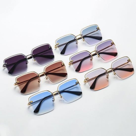 Personality Trend Sunglasses Summer Half Metal Frame Two-color Gradient PC Lens Fashion Glasses $26.00 Dana Fashion Color: Blue Women's Accessories Specifications: Conventional Glasses structure: frame Lens material: AC Style: Fashion Frame material: PC U