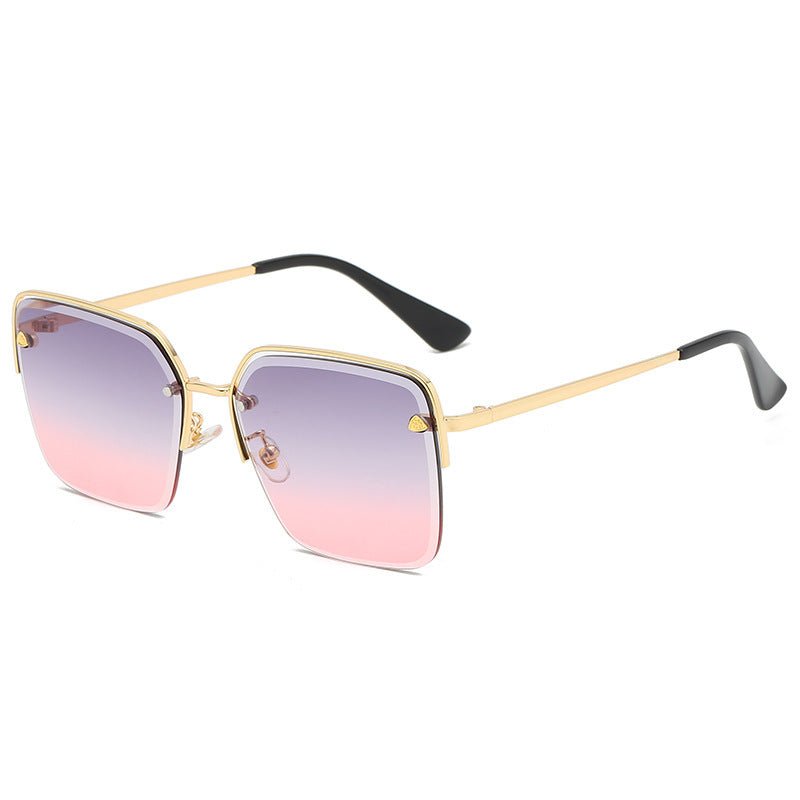 Personality Trend Sunglasses Summer Half Metal Frame Two-color Gradient PC Lens Fashion Glasses $26.00 Dana Fashion Color: Grey and pink Women's Accessories Specifications: Conventional Glasses structure: frame Lens material: AC Style: Fashion Frame mater