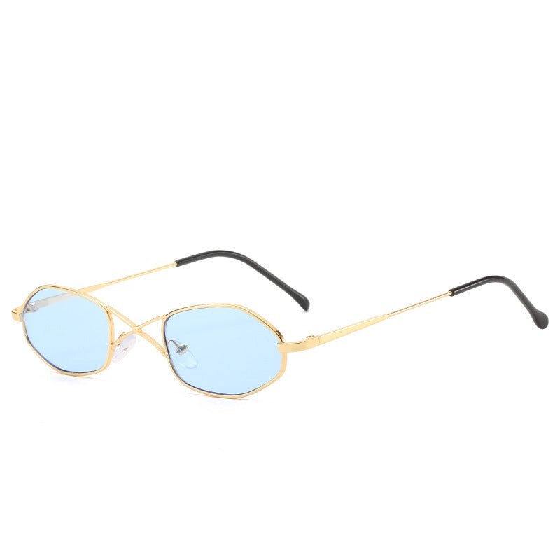 Personalized double beam glasses $16.11 Dana Fashion Color: Gold and blue Women's Accessories Specifications: Conventional Glasses structure: frame Whether polarized light: No Lens material: AC Style: Personality Frame material: plastic + metal UV resista
