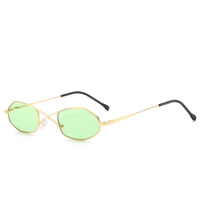 Personalized double beam glasses $16.11 Dana Fashion Color: Gold and green Women's Accessories Specifications: Conventional Glasses structure: frame Whether polarized light: No Lens material: AC Style: Personality Frame material: plastic + metal UV resist