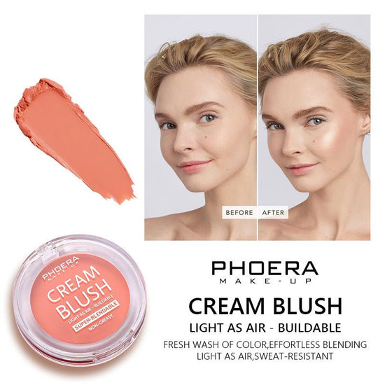 PHOERA Light And Brightening Blush Cream $15.50 Dana Fashion Color: 101Freesia makeup Product information : Skin Type: General Color: single color Color number: 101#Freesia,102#Peach,103#Strawberry,104#Sunflower,105#Dusk,106#Sunset,107#Grape,108#Berry, pl