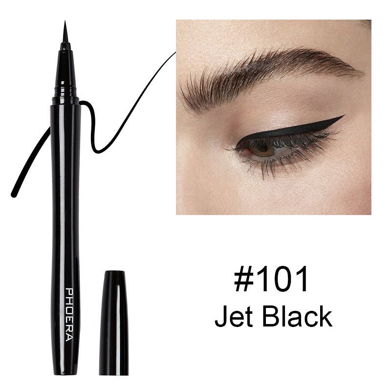 PHOERA Vacuum Straight Liquid Eyeliner $24.49 Dana Fashion Color: 101Jet Black makeup Product information : Product Category: Eyeliner Colour: Black Net content: 101#Jet Black,102#Dark Brown,103#Dark Blue,104#Black Shimmer,105#Platinum Silver,106#Dazzle G