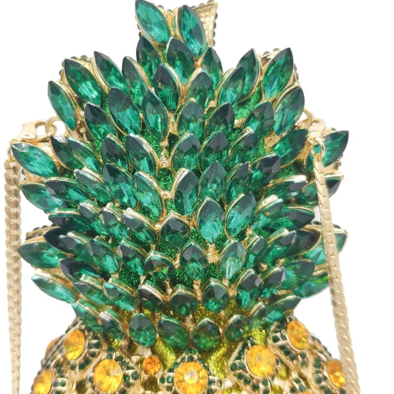 Pineapple Rhinestone Banquet Clutch $169.00 Dana Fashion Color: Color2 Women's Bags Material: metal Applicable scenarios: meal bag, banquet bag, evening bag, banquet bag Fabric texture: alloy Lining material: PU Bag shape: pineapple Size: 20x10x10cm Popul