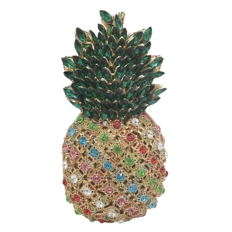 Pineapple Rhinestone Banquet Clutch $169.00 Dana Fashion Color: Color3 Women's Bags Material: metal Applicable scenarios: meal bag, banquet bag, evening bag, banquet bag Fabric texture: alloy Lining material: PU Bag shape: pineapple Size: 20x10x10cm Popul
