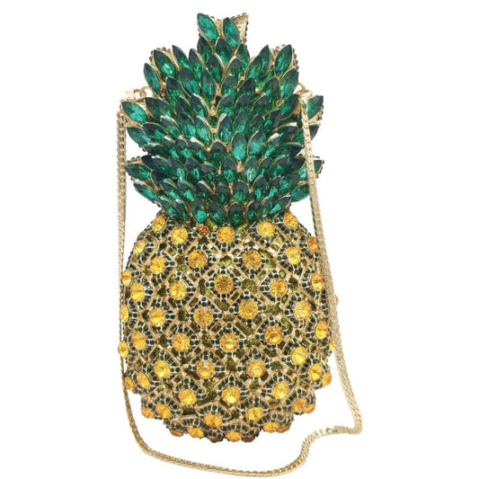Pineapple Rhinestone Banquet Clutch $169.00 Dana Fashion Color: Color2 Women's Bags Material: metal Applicable scenarios: meal bag, banquet bag, evening bag, banquet bag Fabric texture: alloy Lining material: PU Bag shape: pineapple Size: 20x10x10cm Popul