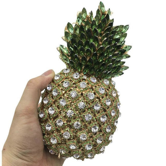 Pineapple Rhinestone Banquet Clutch $169.00 Dana Fashion Color: Color4 Women's Bags Material: metal Applicable scenarios: meal bag, banquet bag, evening bag, banquet bag Fabric texture: alloy Lining material: PU Bag shape: pineapple Size: 20x10x10cm Popul