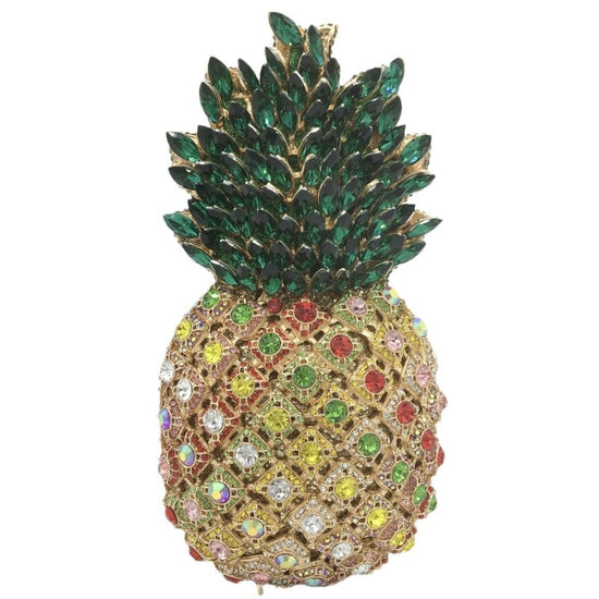 Pineapple Rhinestone Banquet Clutch $169.00 Dana Fashion Color: Color2 Women's Bags Material: metal Applicable scenarios: meal bag, banquet bag, evening bag, banquet bag Fabric texture: alloy Lining material: PU Bag shape: pineapple Size: 20x10x10cm Popul