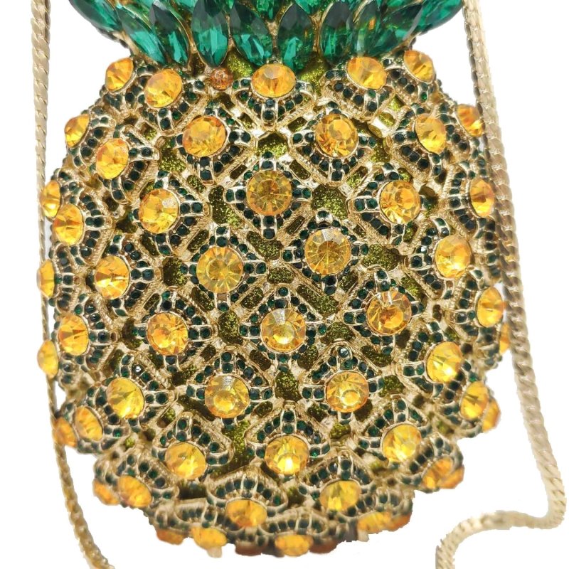 Pineapple Rhinestone Banquet Clutch $169.00 Dana Fashion Color: Color2 Women's Bags Material: metal Applicable scenarios: meal bag, banquet bag, evening bag, banquet bag Fabric texture: alloy Lining material: PU Bag shape: pineapple Size: 20x10x10cm Popul