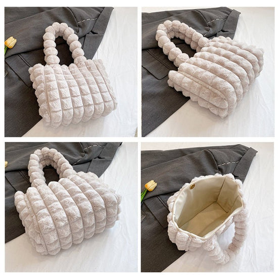 Plaid Handbags Winter Fashion High Capacity Shopping Plush Bag Korean Style Personalized Designer Luxury Tote Bags For Women $49.50 Dana Fashion Color: Beige Size: L Women's Bags Product information: Material: plush Style: fashionable and simple Features: