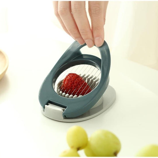 Plastic Kitchen Tool Egg Slicer Shredder Fruit Slicer Kitchen Slicing Gadget Kitchen Wire Pressing Cutter $9.50 Dana Fashion Color: Grey blue Dana's Kitchen material: plastic Quantity: 1 x egg slicer Features: 1. Made of high-quality stainless steel wire