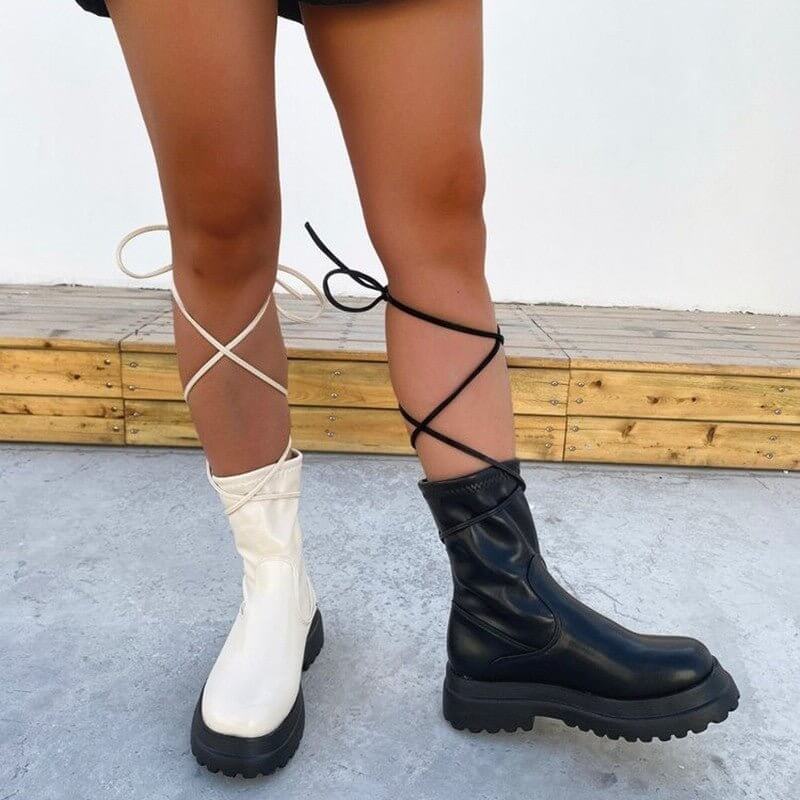 Platform Lace-up Middle Boots Plus Size Platform Heel Ankle Boots $49.90 Dana Fashion Color: Beige Size: 35 Women's shoes Product information: Color: black, beige Heel height: mid heel (3-5CM) Size: 35, 36, 37, 38, 39, 40, 41, 42, 43 Sole craft: viscose s