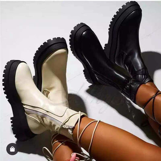 Platform Lace-up Middle Boots Plus Size Platform Heel Ankle Boots $49.90 Dana Fashion Color: Beige Size: 35 Women's shoes Product information: Color: black, beige Heel height: mid heel (3-5CM) Size: 35, 36, 37, 38, 39, 40, 41, 42, 43 Sole craft: viscose s