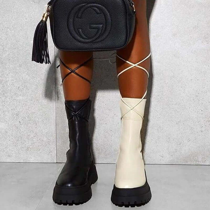 Platform Lace-up Middle Boots Plus Size Platform Heel Ankle Boots $49.90 Dana Fashion Color: Beige Size: 35 Women's shoes Product information: Color: black, beige Heel height: mid heel (3-5CM) Size: 35, 36, 37, 38, 39, 40, 41, 42, 43 Sole craft: viscose s
