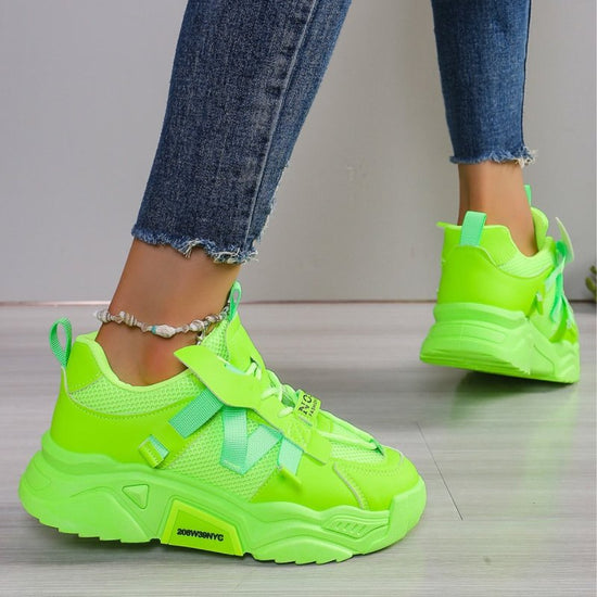 Platform Mesh Surface Dad Shoes Women's Breathable Mesh Sports $39.24 Dana Fashion Color: Green Size: 36 Yards Women's shoes Product information: Thickness: ordinary thickness Applicable places: plastic, floor, wild, other Pattern: Animal Applicable sport