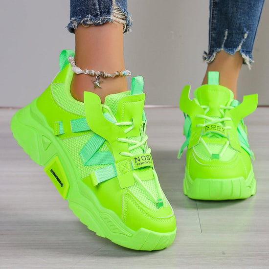 Platform Mesh Surface Dad Shoes Women's Breathable Mesh Sports $39.24 Dana Fashion Color: Green Size: 36 Yards Women's shoes Product information: Thickness: ordinary thickness Applicable places: plastic, floor, wild, other Pattern: Animal Applicable sport