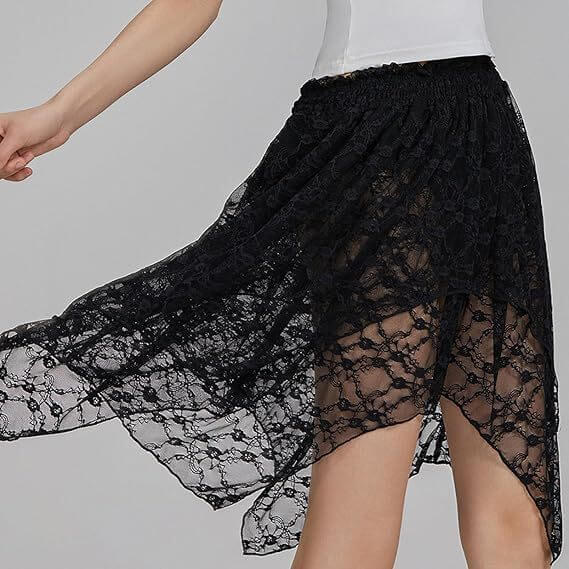 Pleated Frill Lace Layered Women's Y2g Lace Mini Skirt $39.90 Dana Fashion Color: Beige Size: L Women's clothing Product information: Fabric name: lace Skirt-type: asymmetric skirt Color: creamy-white, Black Main fabric composition: Spandex Size: S,M,L St