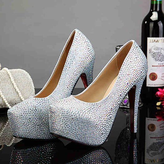 Plus Size Crystal 14cm Super High Heels $95.12 Dana Fashion Color: Black 14cm Size: 34 Women's shoes Product information: Size: 34,37,41,39,36,38,35,40,42 Upper material: sequin cloth Shoe Manufacturing Process: glued shoes Style: Pumps Insole material: P