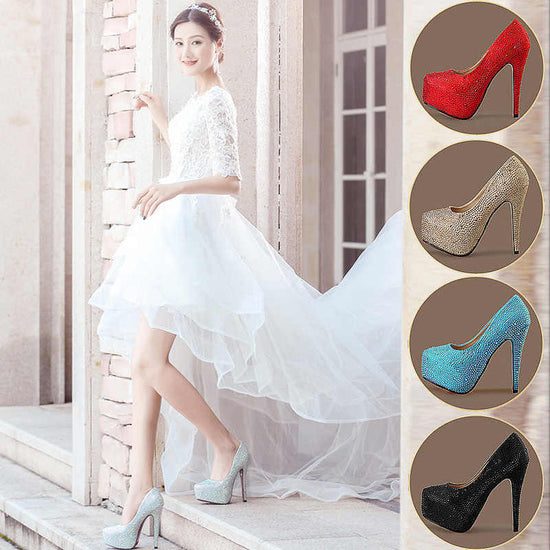 Plus Size Crystal 14cm Super High Heels $95.12 Dana Fashion Color: Black 14cm Size: 34 Women's shoes Product information: Size: 34,37,41,39,36,38,35,40,42 Upper material: sequin cloth Shoe Manufacturing Process: glued shoes Style: Pumps Insole material: P