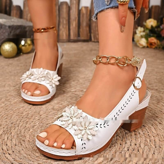 Plus Size Flowers High Heel Slippers Women $33.50 Dana Fashion Color: Light Brown Size: 36 Women's shoes Product information: Toe bracket shape: Fish Mouth Color: light brown, white Shoe Upper material: artificial pu Size: 36, 37, 38, 39, 40, 41, 42, 43 S