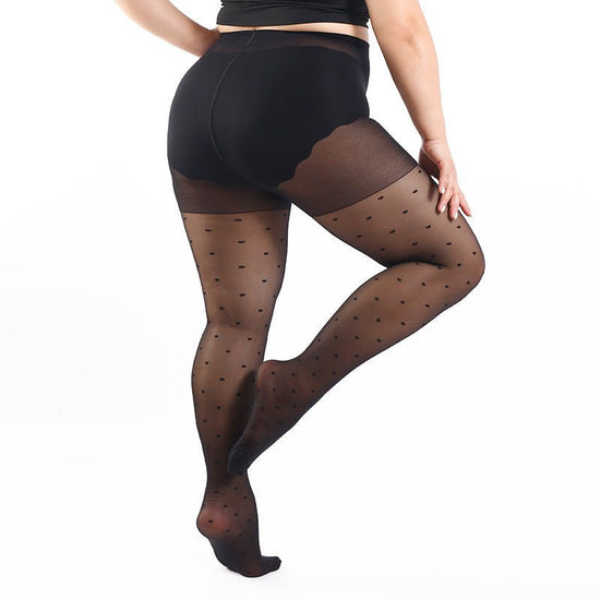 Plus Size Polka Dot Romper Stockings $18.90 Dana Fashion Color: Black Size: 2XL Women's clothing Product information: Pattern: polka dot, 3D effect Thickness: thin Color: Black Sock length: romper Main fabric composition: Nylon Size: XL,2XL,3XL,4XL Functi