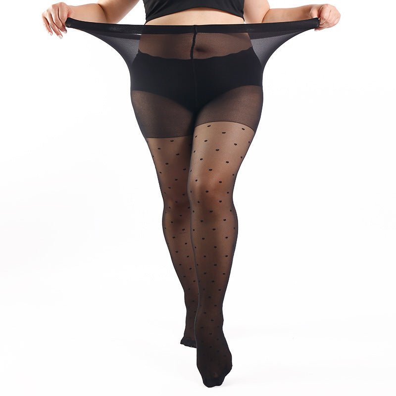 Plus Size Polka Dot Romper Stockings $18.90 Dana Fashion Color: Black Size: 2XL Women's clothing Product information: Pattern: polka dot, 3D effect Thickness: thin Color: Black Sock length: romper Main fabric composition: Nylon Size: XL,2XL,3XL,4XL Functi