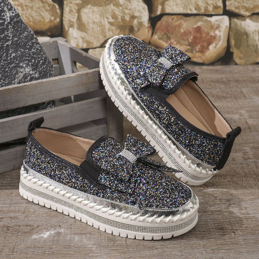 Plus Size Rhinestone Platform Loafers Women $59.50 Dana Fashion Color: Black Colorful Size: 36 Women's shoes Product information: Pattern: solid color Lining material: Microfiber Color: Pink colorful, black colorful, Golden colorful, red colorful, blue co