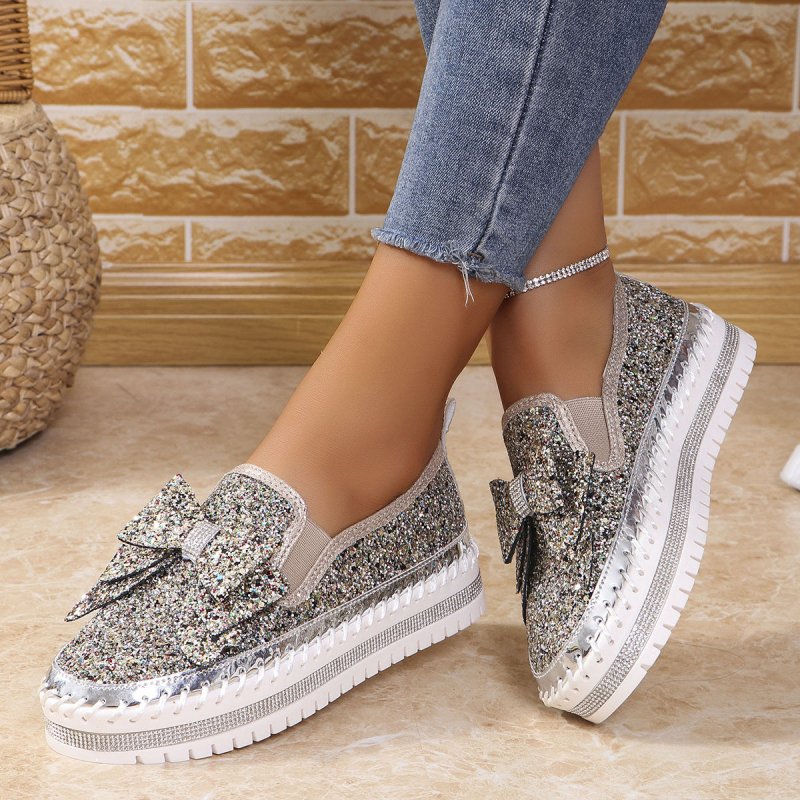 Plus Size Rhinestone Platform Loafers Women $59.50 Dana Fashion Color: Golden Magic Color Size: 36 Women's shoes Product information: Pattern: solid color Lining material: Microfiber Color: Pink colorful, black colorful, Golden colorful, red colorful, blu