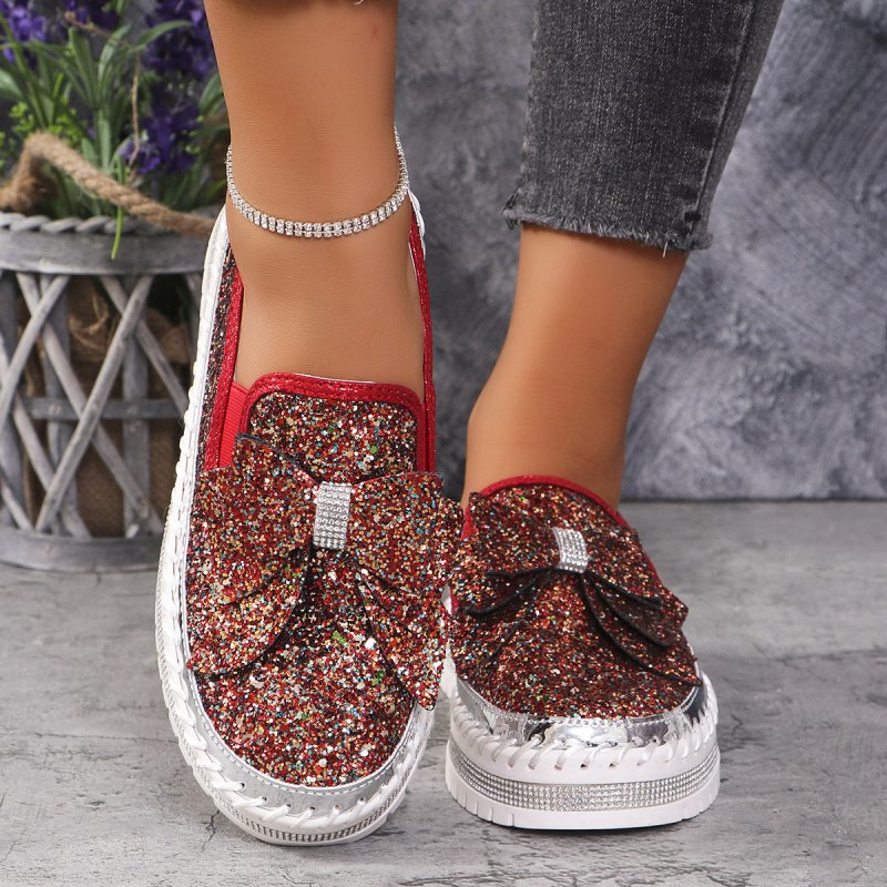 Plus Size Rhinestone Platform Loafers Women $59.50 Dana Fashion Color: Red Magic Color Size: 36 Women's shoes Product information: Pattern: solid color Lining material: Microfiber Color: Pink colorful, black colorful, Golden colorful, red colorful, blue c