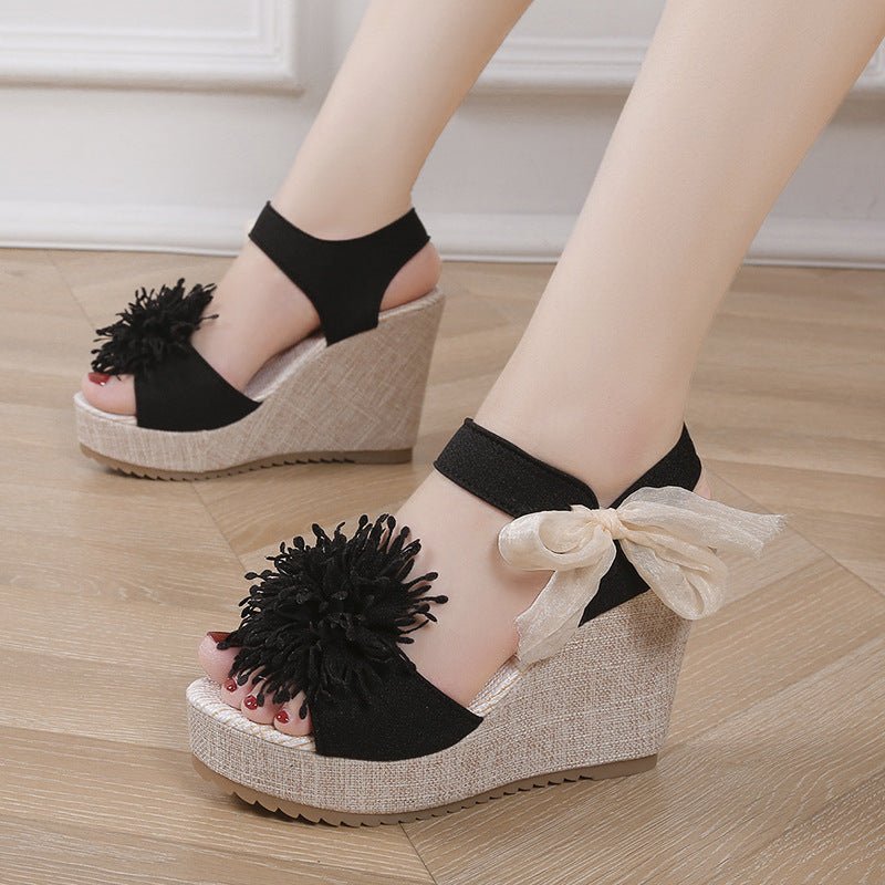 Plus Size Sandals Women's Platform Wedge Peep Toe Korean Style Platform $40.94 Dana Fashion Color: Black Size: 35 Women's shoes Product information: Lining material: PU Scaffold shape: round head Color: black, pink, beige Upper material: cloth cover Size: